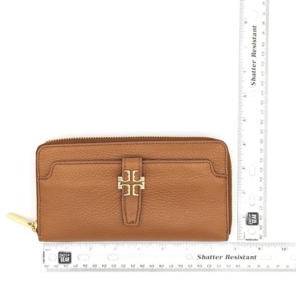 TORY BURCH Continental Zip Around Soft Leather Wallet Brown Tan Office Siren - Picture 2 of 8